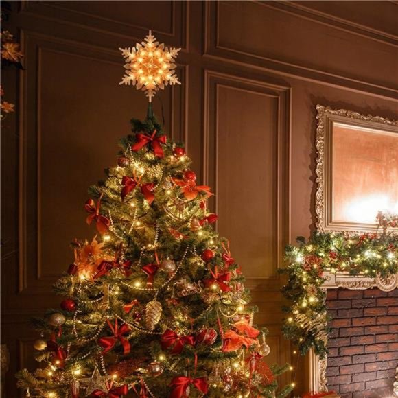 9.25 Inches | Lighted Christmas Treetop with 20 Warm White Lights | 120V - Picture 3 of 6